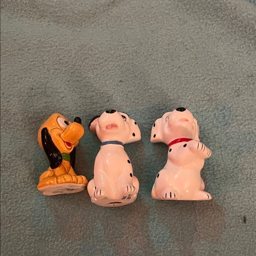 Disney Dalmatian and Pluto Figurines - Black, White, Yellow